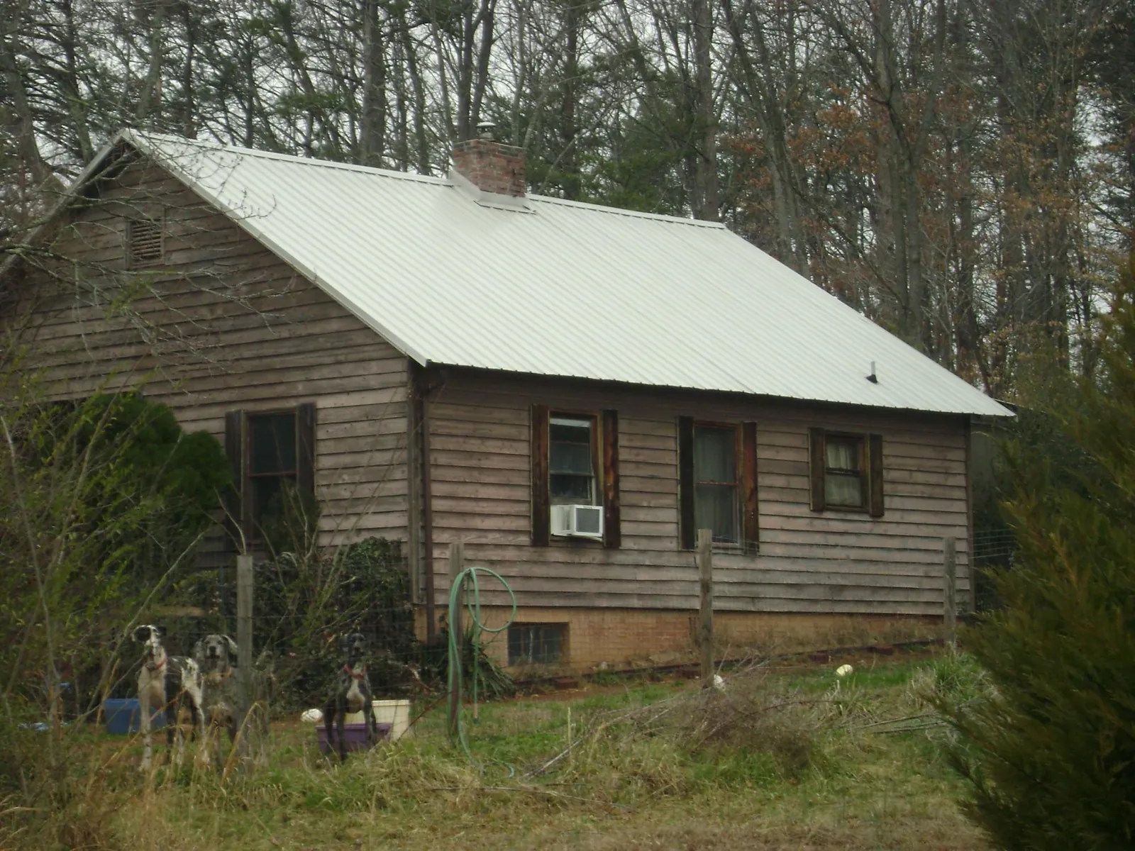 White metal roof on an old wood sided farmhouse, from a Metal Roof Installation job in Willow